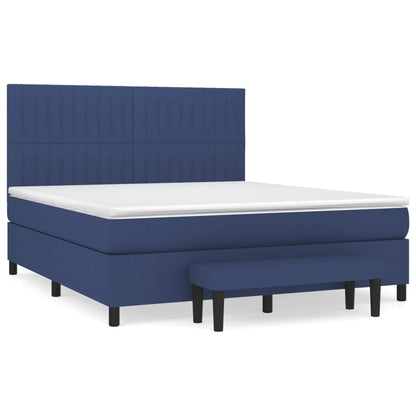 Boxspringbett mit Matratze Blau 160x200 cm Stoff