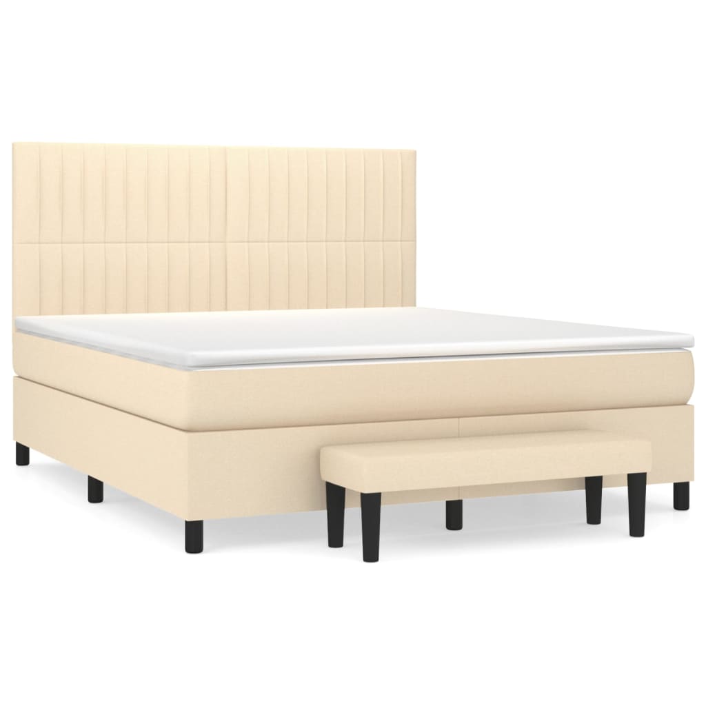 Boxspringbett mit Matratze Creme 180x200 cm Stoff