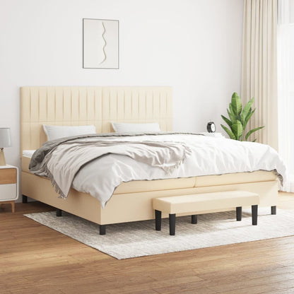 Boxspringbett mit Matratze Creme 200x200 cm Stoff