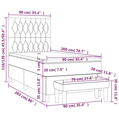 Boxspringbett mit Matratze Dunkelgrau 90x200 cm Stoff