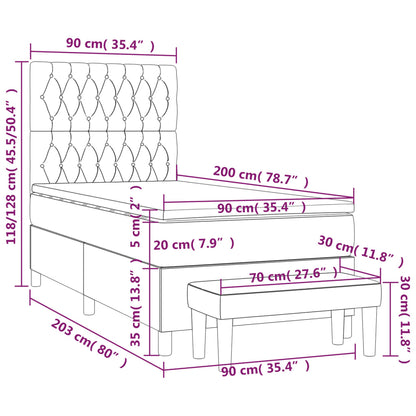 Boxspringbett mit Matratze Schwarz 90x200 cm Stoff