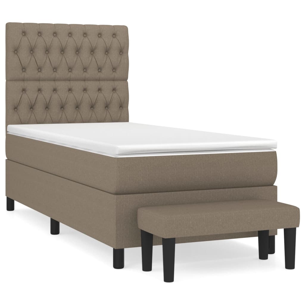 Boxspringbett mit Matratze Taupe 90x200 cm Stoff