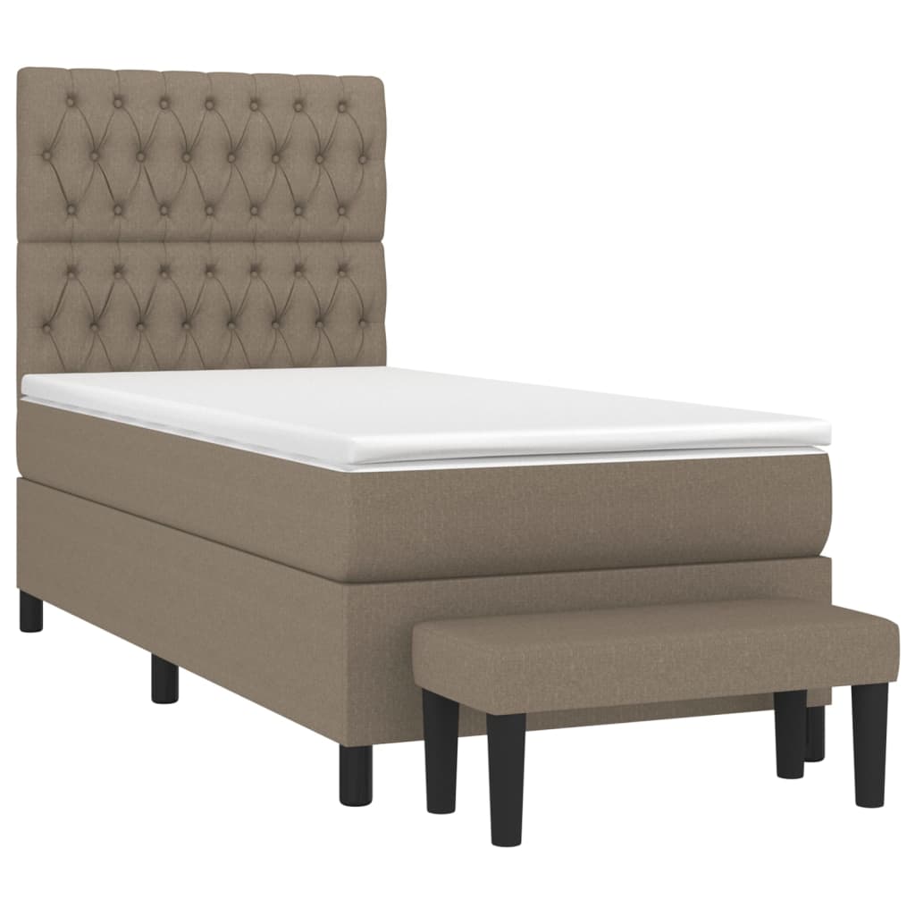 Boxspringbett mit Matratze Taupe 90x200 cm Stoff