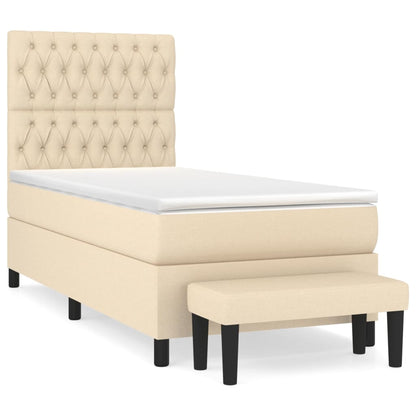 Boxspringbett mit Matratze Creme 90x200 cm Stoff