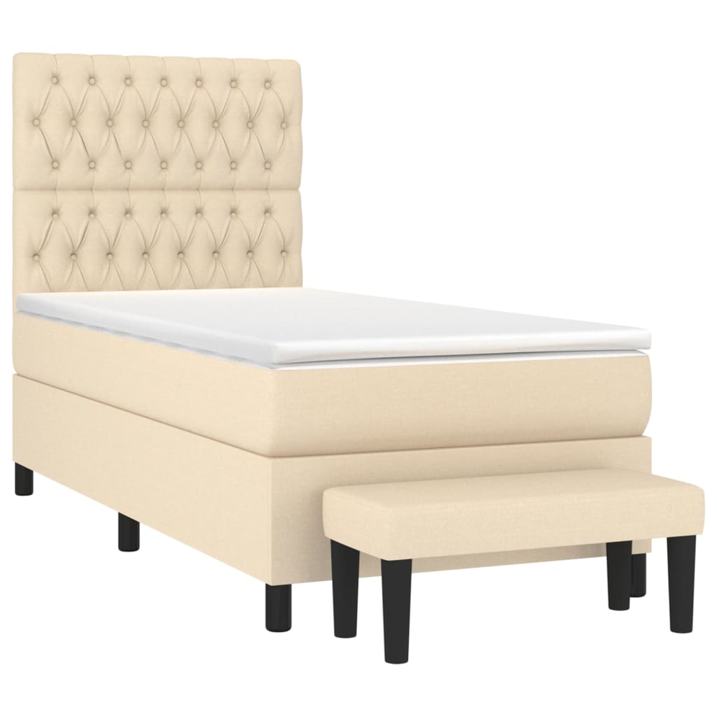 Boxspringbett mit Matratze Creme 90x200 cm Stoff