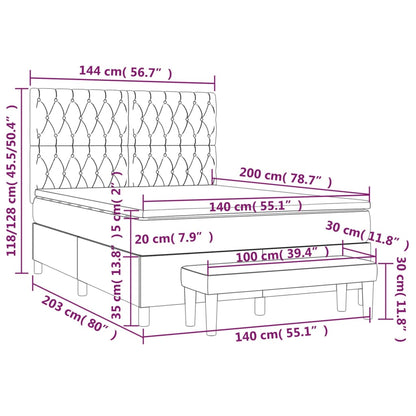 Boxspringbett mit Matratze Schwarz 140x200 cm Stoff