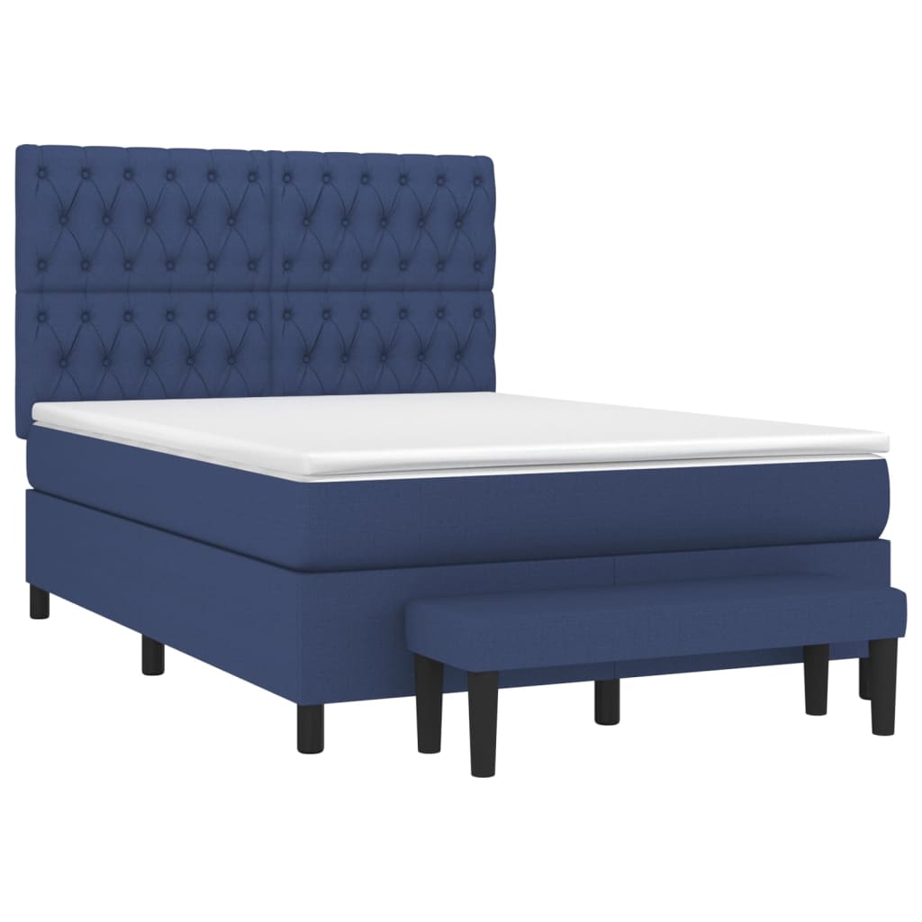 Boxspringbett mit Matratze Blau 140x200 cm Stoff