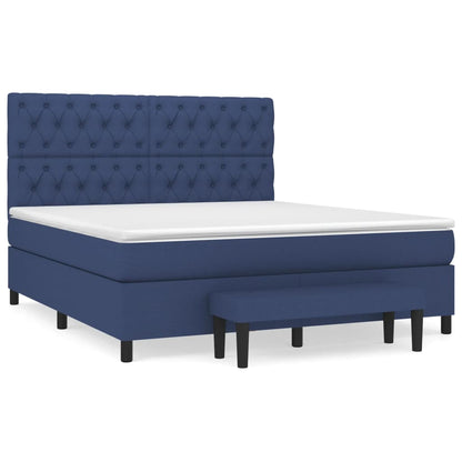 Boxspringbett mit Matratze Blau 160x200 cm Stoff