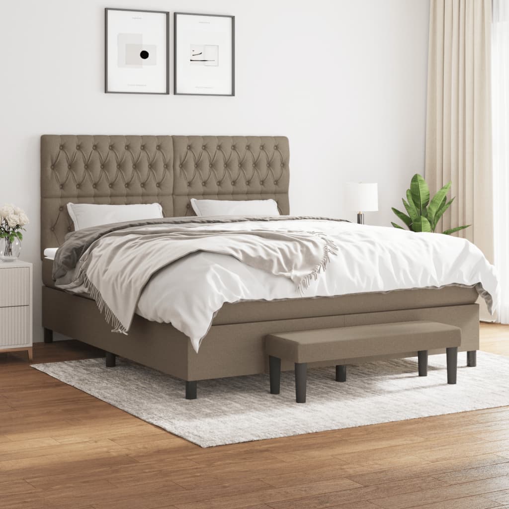 Boxspringbett mit Matratze Taupe 180x200 cm Stoff