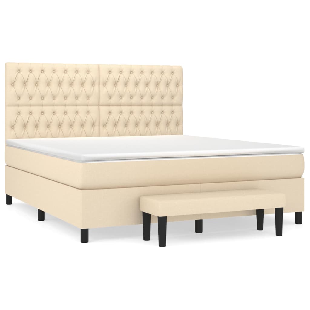 Boxspringbett mit Matratze Creme 180x200 cm Stoff