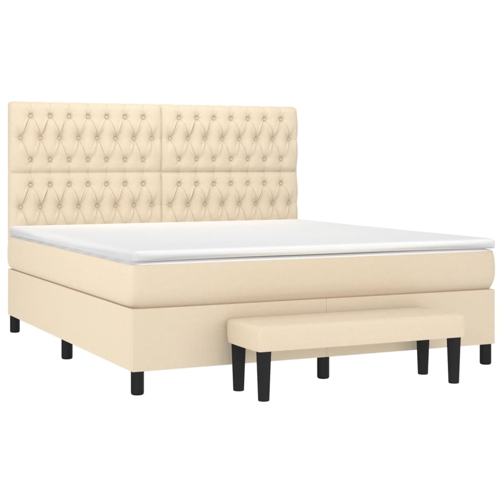 Boxspringbett mit Matratze Creme 180x200 cm Stoff