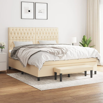 Boxspringbett mit Matratze Creme 180x200 cm Stoff