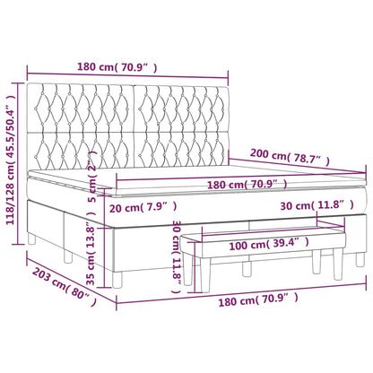 Boxspringbett mit Matratze Blau 180x200 cm Stoff