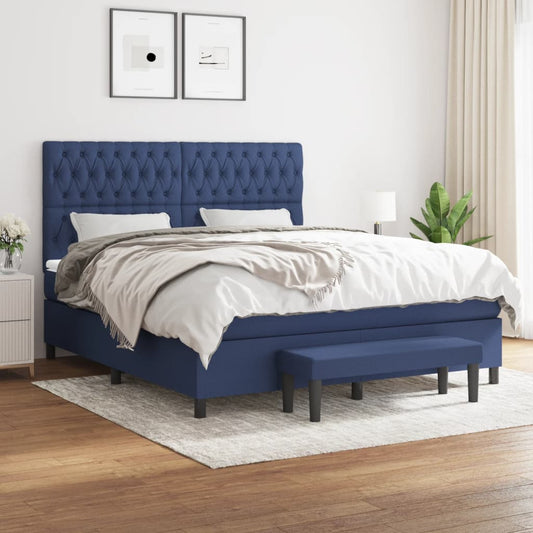 Boxspringbett mit Matratze Blau 180x200 cm Stoff