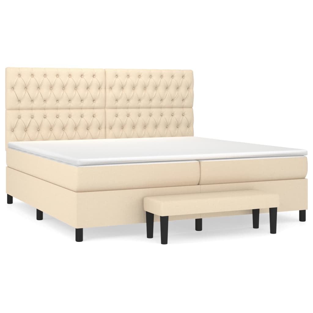 Boxspringbett mit Matratze Creme 200x200 cm Stoff