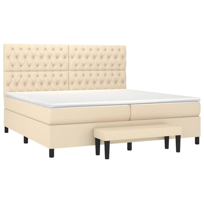 Boxspringbett mit Matratze Creme 200x200 cm Stoff