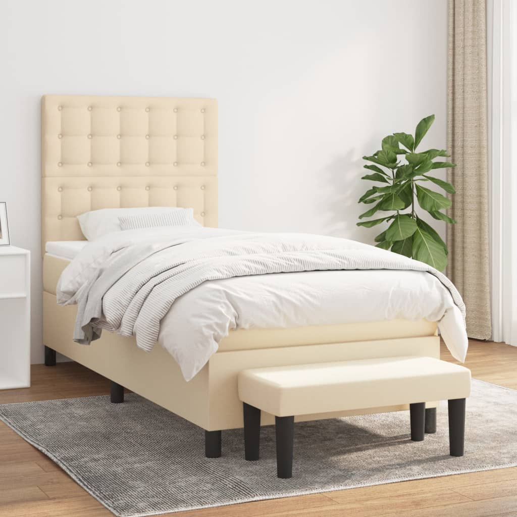 Boxspringbett mit Matratze Creme 90x200 cm Stoff