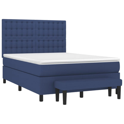 Boxspringbett mit Matratze Blau 140x200 cm Stoff