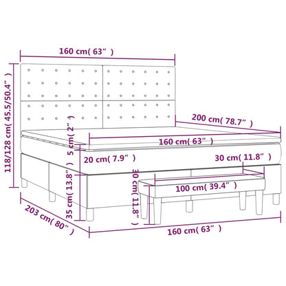 Box spring bed with mattress light grey 160x200 cm fabric