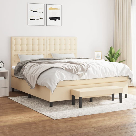 Boxspringbett mit Matratze Creme 160x200 cm Stoff