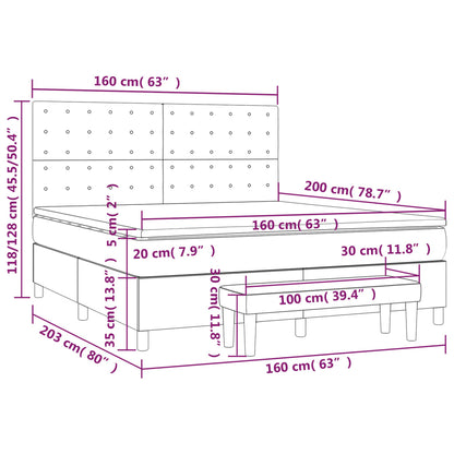 Boxspringbett mit Matratze Blau 160x200 cm Stoff