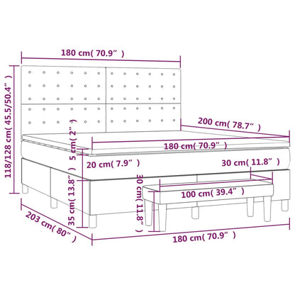 Boxspringbett mit Matratze Schwarz 180x200 cm Stoff