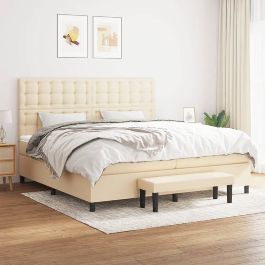 Boxspringbett mit Matratze Creme 200x200 cm Stoff