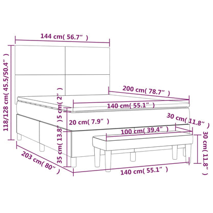 Boxspringbett mit Matratze Hellgrau 140x200 cm Stoff