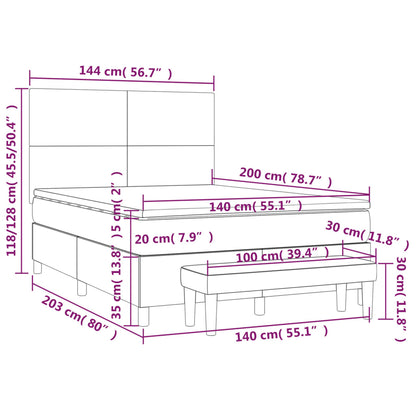 Boxspringbett mit Matratze Dunkelbraun 140x200 cm Stoff