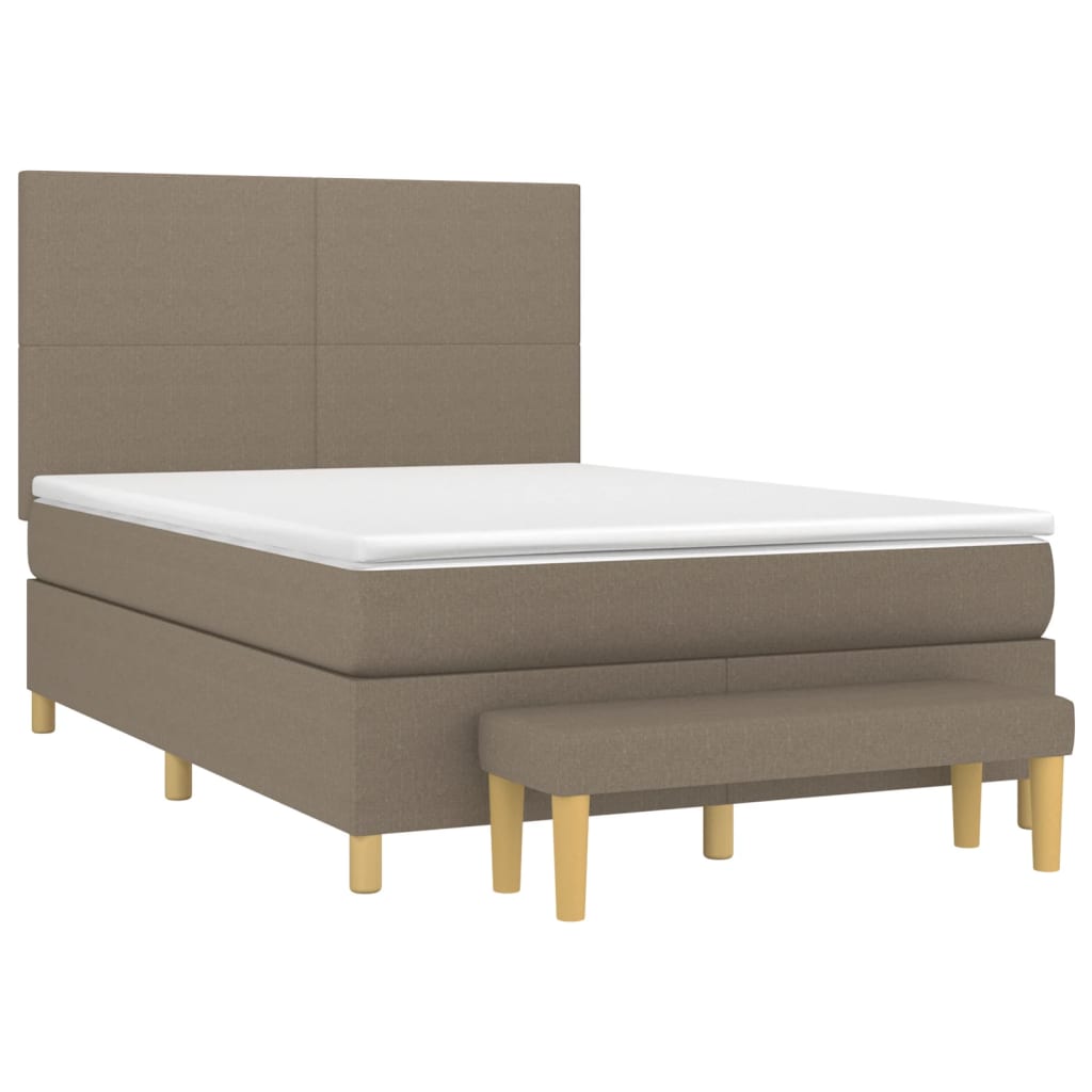 Boxspringbett mit Matratze Taupe 140x200 cm Stoff