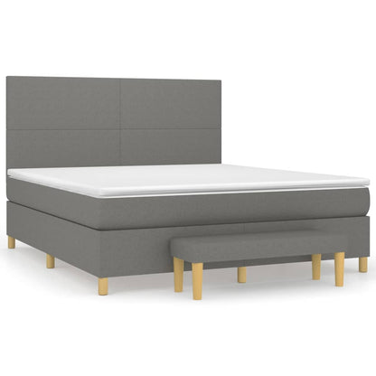 Box spring krevet s madracem tamno siva tkanina 160x200 cm