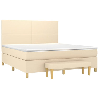 Boxspringbett mit Matratze Creme 160x200 cm Stoff