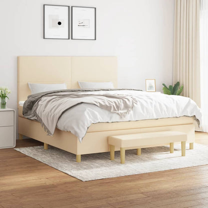 Boxspringbett mit Matratze Creme 160x200 cm Stoff