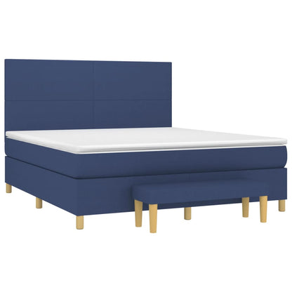 Boxspringbett mit Matratze Blau 160x200 cm Stoff