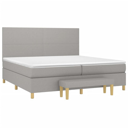 Box spring bed with mattress light grey 200x200 cm fabric