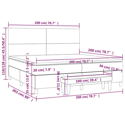 Box spring bed with mattress light grey 200x200 cm fabric