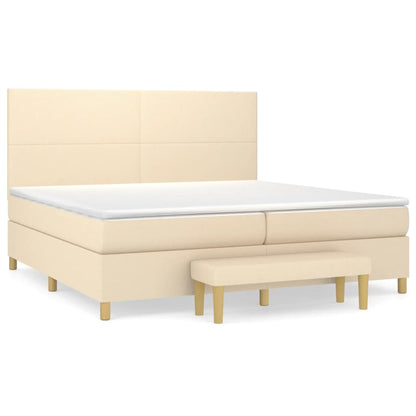 Boxspringbett mit Matratze Creme 200x200 cm Stoff