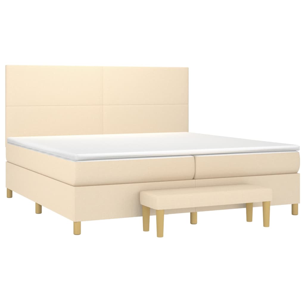 Boxspringbett mit Matratze Creme 200x200 cm Stoff