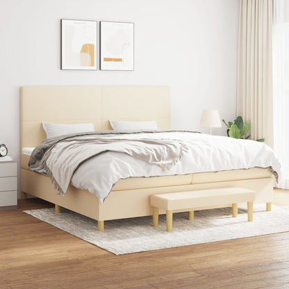 Boxspringbett mit Matratze Creme 200x200 cm Stoff