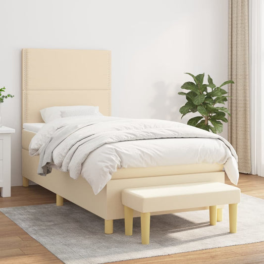 Boxspringbett mit Matratze Creme 90x200 cm Stoff