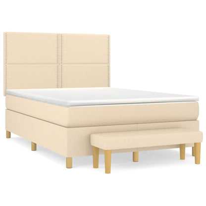 Boxspringbett mit Matratze Creme 140x200 cm Stoff