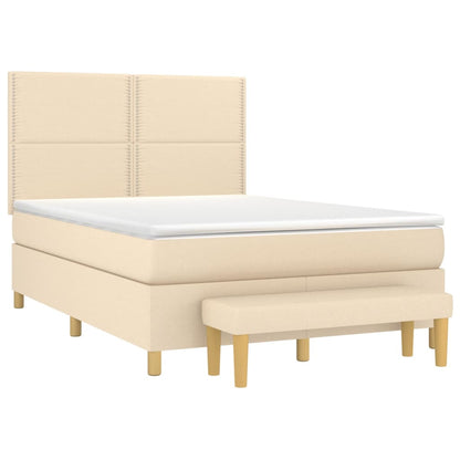 Boxspringbett mit Matratze Creme 140x200 cm Stoff