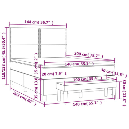 Boxspringbett mit Matratze Blau 140x200 cm Stoff