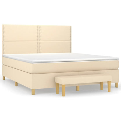 Boxspringbett mit Matratze Creme 160x200 cm Stoff