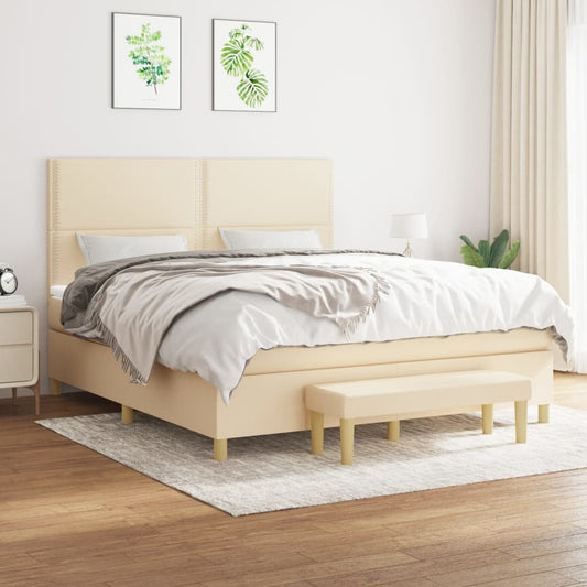 Boxspringbett mit Matratze Creme 160x200 cm Stoff