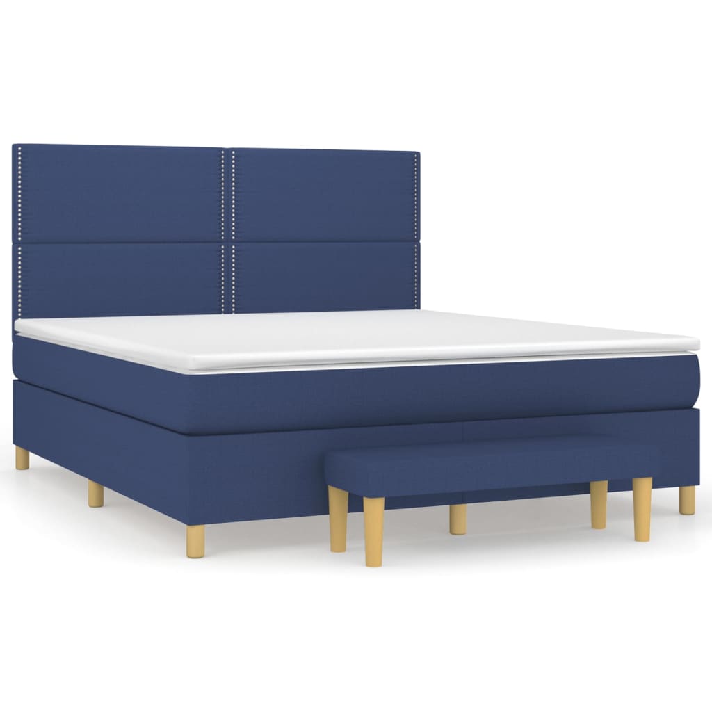 Boxspringbett mit Matratze Blau 180x200 cm Stoff