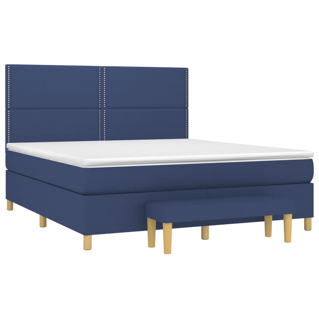 Boxspringbett mit Matratze Blau 180x200 cm Stoff