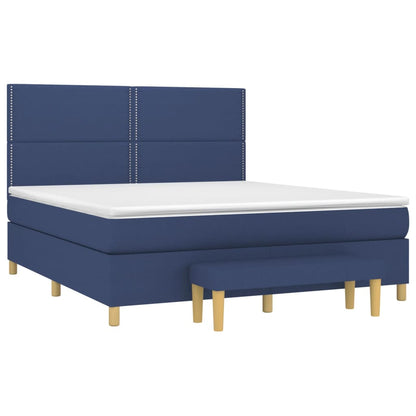 Boxspringbett mit Matratze Blau 180x200 cm Stoff