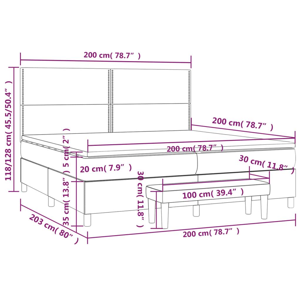 Boxspringbett mit Matratze Dunkelbraun 200x200 cm Stoff