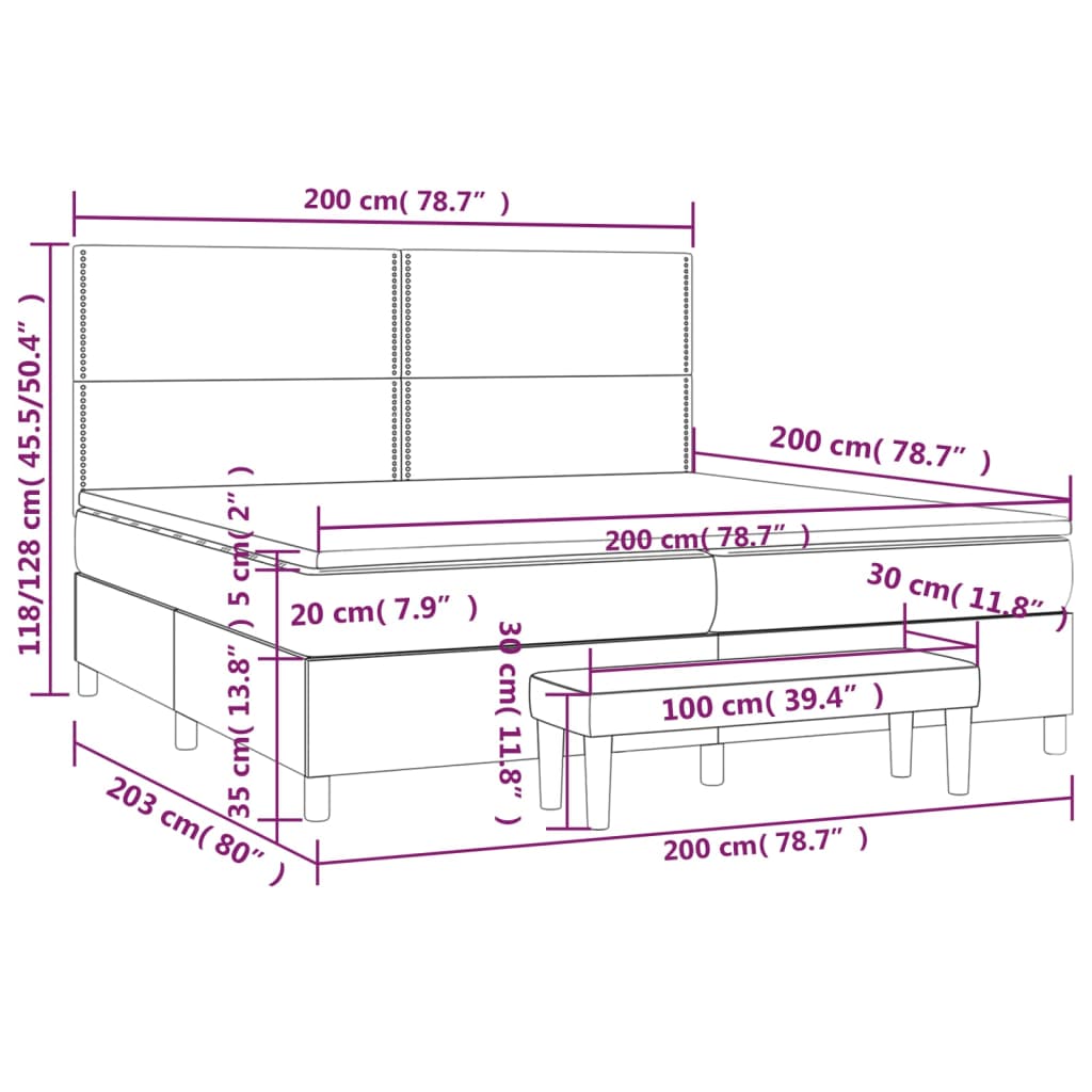 Boxspringbett mit Matratze Taupe 200x200 cm Stoff